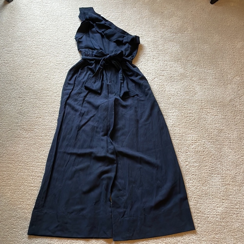 Ulla Johnson Demi One Shoulder Ruffle Wide Leg Tie Waist Linen Jumpsuit - Picture 3 of 6
